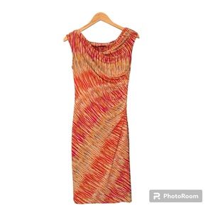 Vince Camuto Ruched Knit Midi Dress • Pink Multicolor
